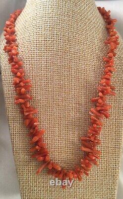 Antique Vintage Old Genuine Branch Coral Victorian Necklace Jewellery Jewelry