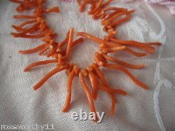 Antique Vintage Old Genuine Branch Coral Victorian Necklace Jewellery Jewelry