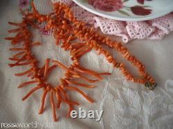 Antique Vintage Old Genuine Branch Coral Victorian Necklace Jewellery Jewelry