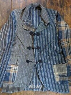Antique Vintage Old Japanese Boro Cloth Indigo Fabric Japan rag sack coat