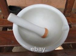 Antique Vintage Old Porcelain Mortar & Pestle Ayurveda Medicine Food Preparing