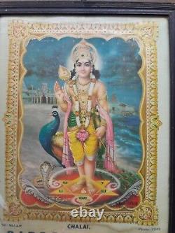 Antique Vintage Old Print Hindu Lord Kartikeya-Muruga Advertisement Framed A90