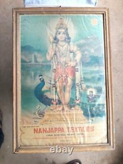 Antique Vintage Old Print Hindu Lord Kartikeya-Muruga Advertisement Framed A91