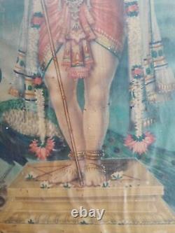 Antique Vintage Old Print Hindu Lord Kartikeya-Muruga Advertisement Framed A91