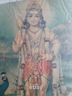 Antique Vintage Old Print Hindu Lord Kartikeya-Muruga Advertisement Framed A91