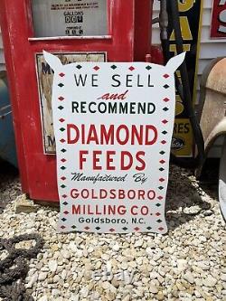 Antique Vintage Old Style Diamond Feeds Farm Sign
