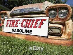 Antique Vintage Old Style Fire Chief Texaco Sign Great Size