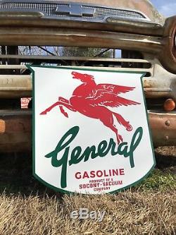 Antique Vintage Old Style General Socony Mobil Oil Transition Sign