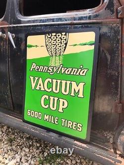 Antique Vintage Old Style Penn Vacuum Cup Tires Gas Oil Sign