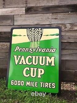 Antique Vintage Old Style Penn Vacuum Cup Tires Gas Oil Sign