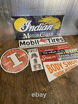Antique Vintage Old Style Signs Blemish Bundle #1 Indian Motorcycles