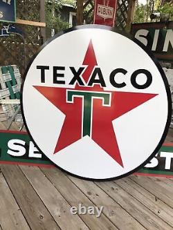 Antique Vintage Old Style Texaco Gas Oil Sign 48 Proclain Enamel Double Side