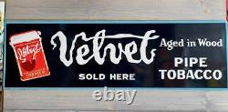 Antique Vintage Old Style Velvet Tobacco Metal Steel Sign
