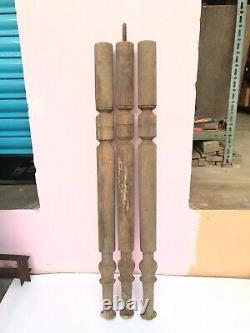 Antique Vintage Old Teak Wood Wooden Staircase Columns Post Bed Side Pillar Leg