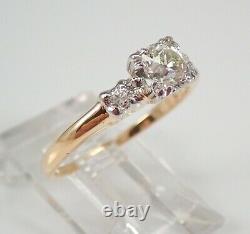 Antique Vintage Platinum and 14K Yellow Gold Old Miner Diamond Engagement Ring