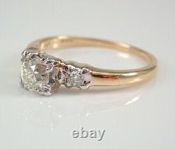 Antique Vintage Platinum and 14K Yellow Gold Old Miner Diamond Engagement Ring