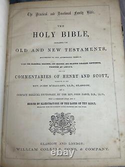 Antique Vintage Rare Holy Bible Old And New Testaments 1858 Rev. John McFarlane