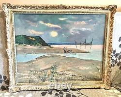 Antique Vintage Russian Nikolai Sikovsky Beach Landscape Oil/Board Painting Old