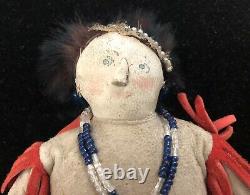 Antique/Vintage Sioux Beaded Doll Brain-Tanned Leather OLD
