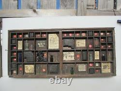 Antique Wooden Printers Drawer Tray Wall Display Rack Letterpress Old Vintage