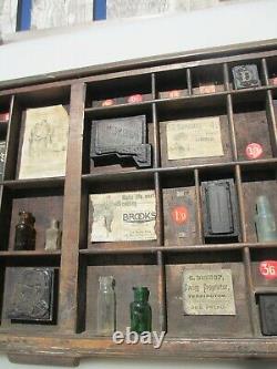 Antique Wooden Printers Drawer Tray Wall Display Rack Letterpress Old Vintage