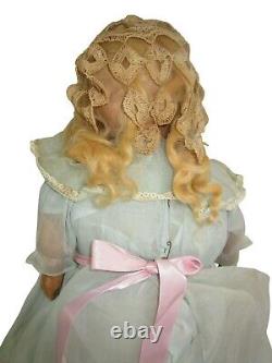 Antique c. 1916 OLD American Doll Co. A. D. 21 Tall Blond Wig Straw Stuffed