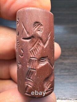 Antique intercultural Jasper stone seal near eastern old intaglio bead