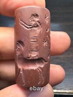 Antique intercultural Jasper stone seal near eastern old intaglio bead