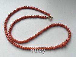 Antique natural old coral beads necklace