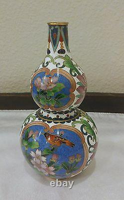 Antique vintage Old oriental Cloisonne double Gourds bottle Vase Jar approx 6.5
