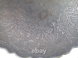 Antique vintage old fruit bowl made of brass & silver coated with art work desig