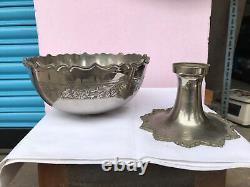 Antique vintage old tableware brass fruit bowl with chromium nickel plated b-48