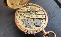 Antique vintage pocket watch swiss gold 585 old 1900 hallmarks