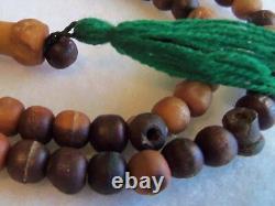 Antique vintage rosary old wooden beads very old rare estate