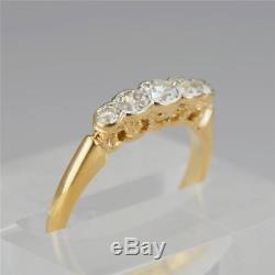 Art Deco 0.5ct Old Cut Diamond Antique 18ct Gold Five Stone Vintage Ring ca 1920