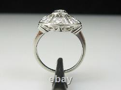 Art Deco Diamond Ring Vintage Antique Platinum Old European Cut Estate Size 3.5