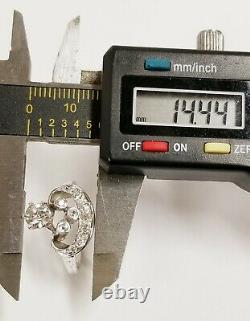 Art Deco Platinum Old Mine Cut Diamonds Hand Etched Crown Ring 0.76 ctw 4.9 g