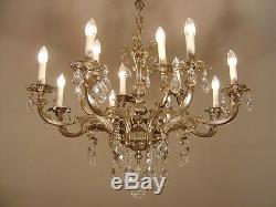 Baroque Chandelier Silver Crystal Vintage Lamp Old Antique 12 Light