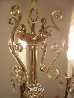 Baroque Chandelier Silver Crystal Vintage Lamp Old Antique 12 Light