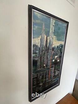 Beautiful Antique MID Century Modern Abstract Oil Painting Old Vintage 1950s Kai