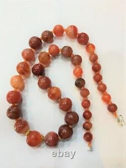 Beautiful Vintage Old Antique Pre Ankor Carnelian Agate Beads Necklace Cambodia