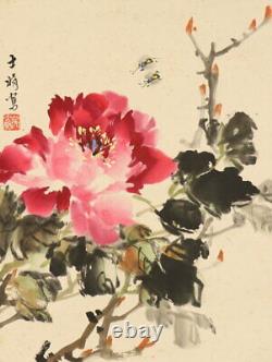 CHINESE PAINTING HANGING SCROLL Peony CHINA Vintage OLD PICTURE bee f117