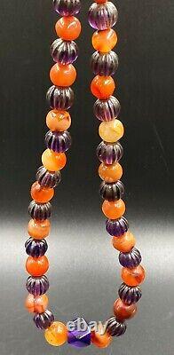 Carnelian Agate Amethyst Old Vintage Antiquity Trade Beads Jewelry Necklace