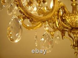 Chandelier Vintage Antique Brass Crystal Glass 12 Light Old Lightings Lamp