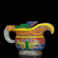Chinese Antique Vintage Old Beijing Glaze Handmade Exquisite Painted Beast Cup