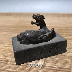 Chinese Antique Vintage Old Copper Carved Exquisite Beast Statue Seal Art