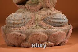 Chinese Antique Vintage Old Wood Carving Kwan-yin Statue Painted Sculpture Rare