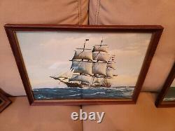 Clipper Ships Vintage 4 Chas Rosner Framed Antique Art Print Old Bendann's
