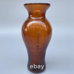 Collection China Antique Vintage Old Beijing Glaze Carved Figure Beautiful Vase