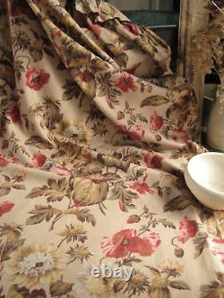 Curtain Vintage old antique French botanical textile c 1870 fabric